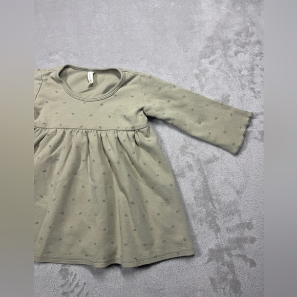 Quincy Mae 100% Organic Cotton Green Black A Line Lettuce Cuffs Dress 18-24 M - Picture 4 of 14